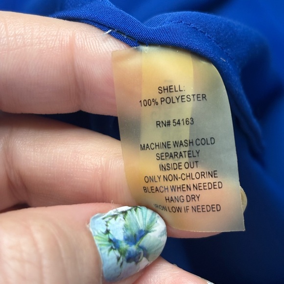 Calvin Klein Cobalt Blue Size 10 Belted Roll Tab Sleeves Long Or Short - Picture 8 of 8